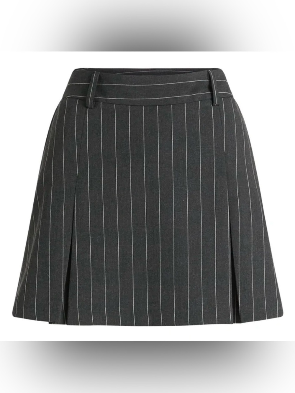 NWT Scoop Women’s Pinstripe Pleated Mini Skirt in charcoal heather size 0